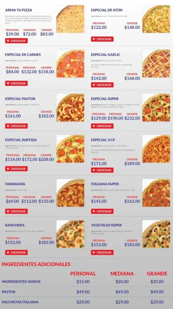 Super Pizza Menú