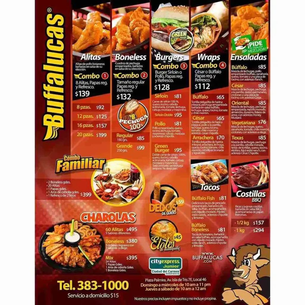 Buffalucas Extras Menú
