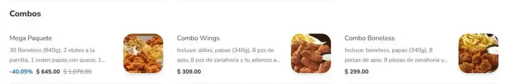 Hooters Combos Menú