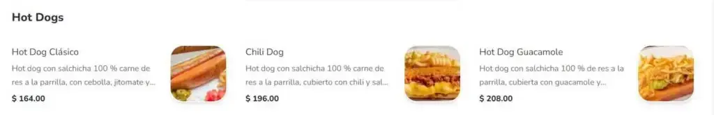 Hooters Hot Dogs Menú