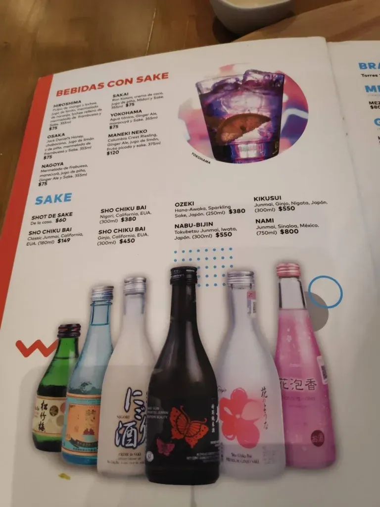 Mirai Bebidas Menu