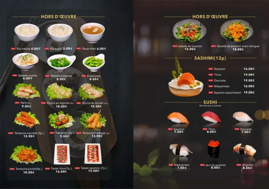 Mirai Teppanyaki & Tempura Menu