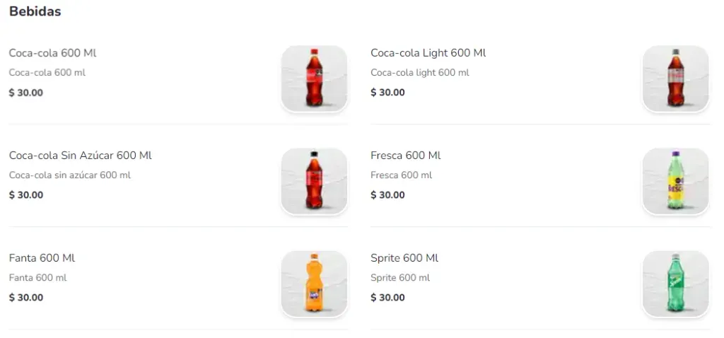 Pizza Hut Bebidas Menú