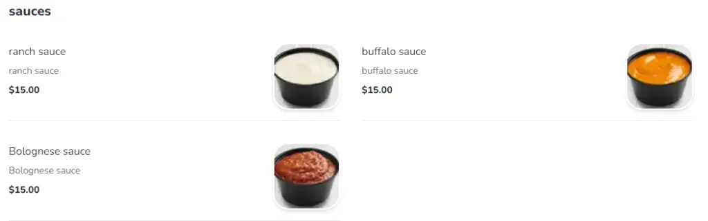Pizza Hut Salsas Menú