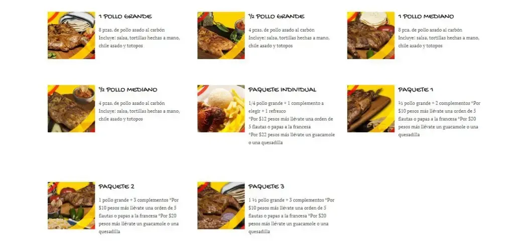Pollo Feliz Paquetes & Combos Menú