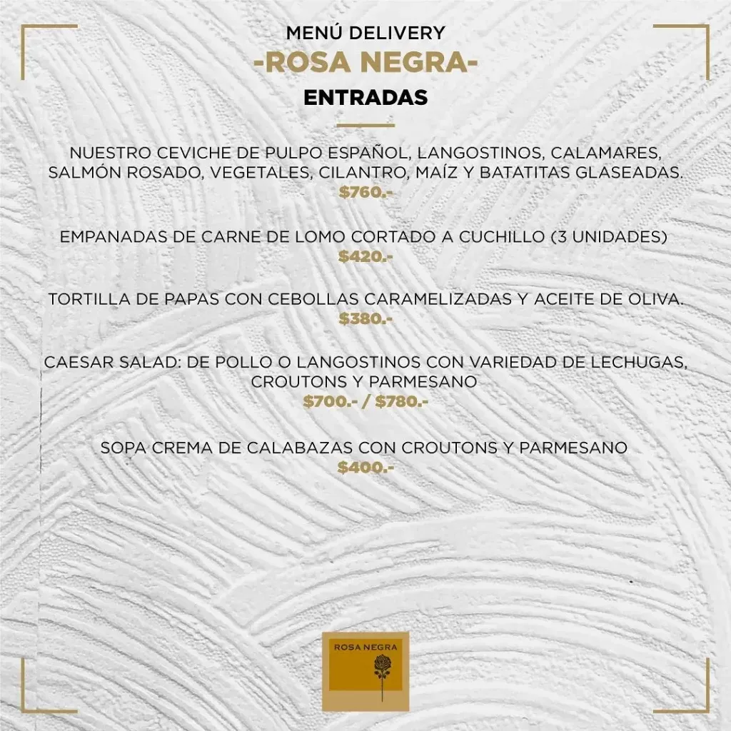 Rosa Negra Postres Menu