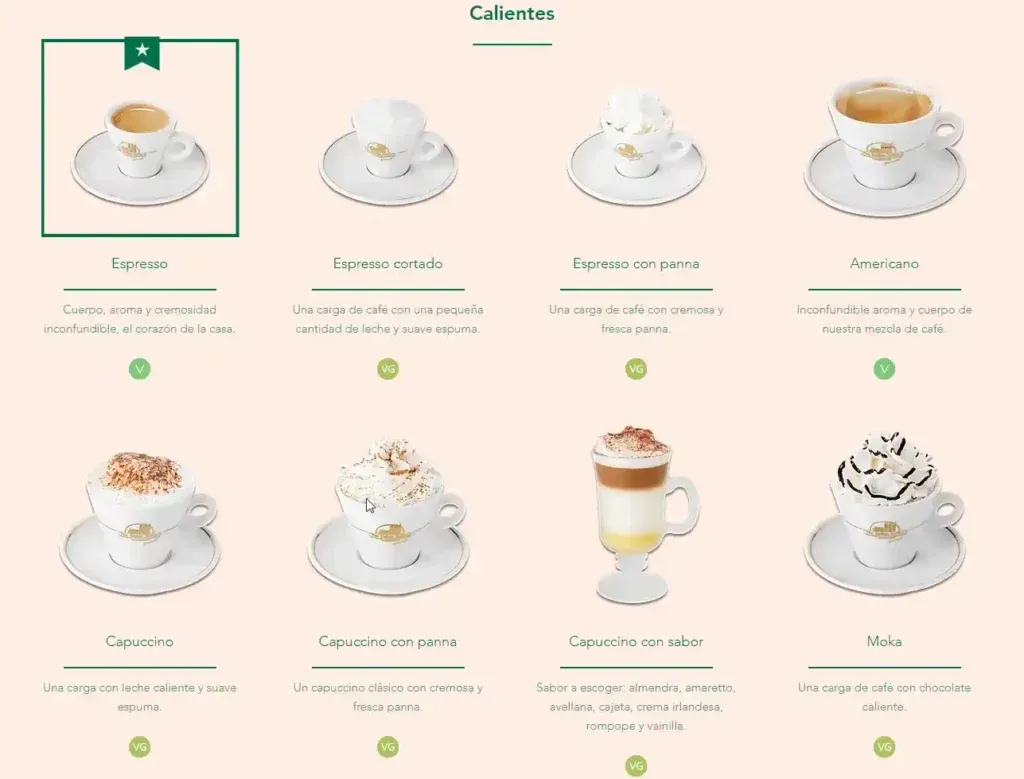 The Italian Coffee Company Menú Bebidas Calientes