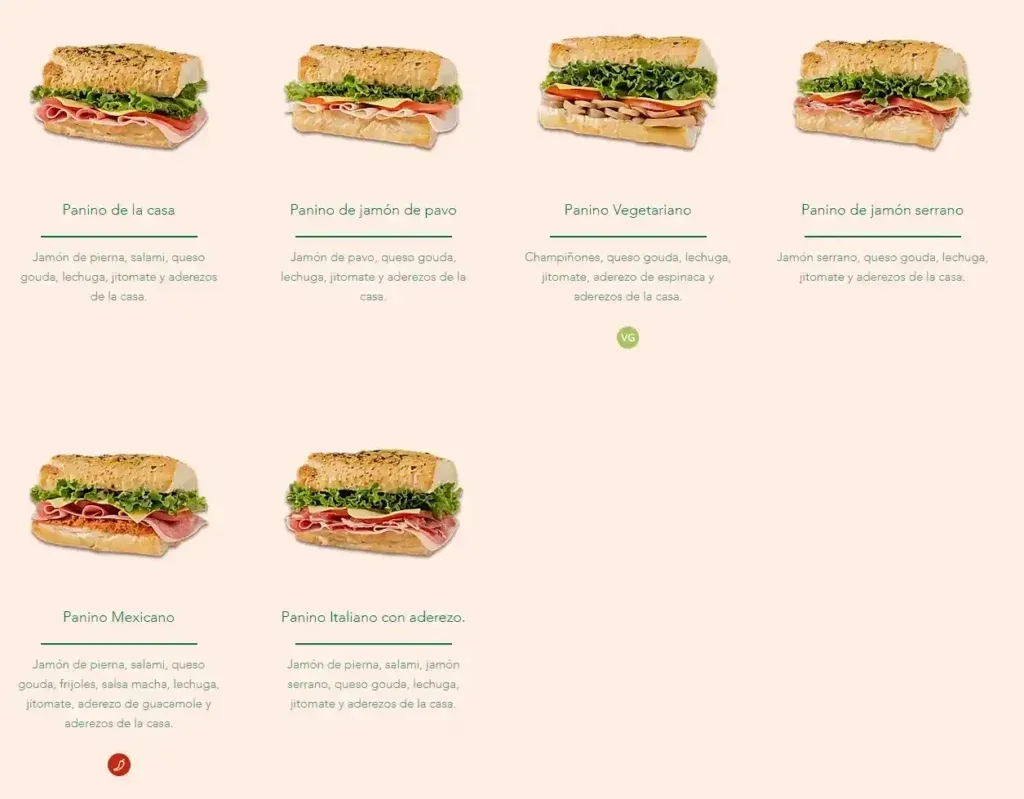 The Italian Coffee Company Menú Bocadillos Salados