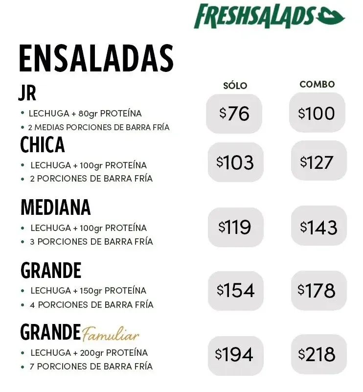 Fresh Salads Ensaladas Menú