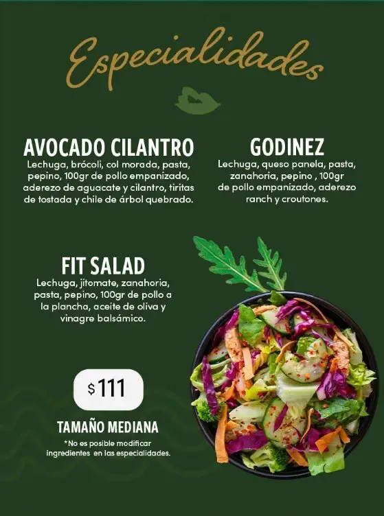 Fresh Salads Ensaladas (especialidades) Menú Precio