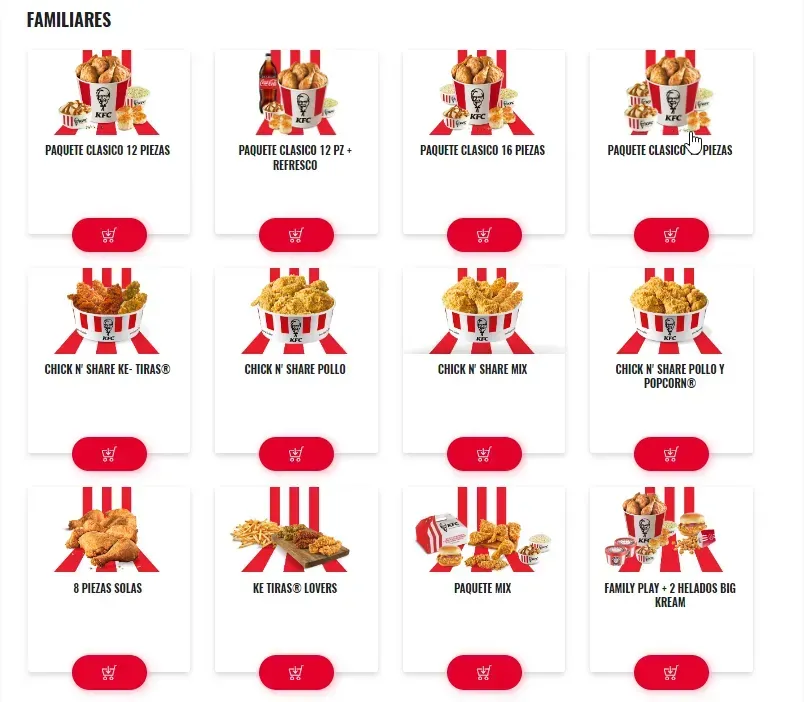 KFC México Familiares Precio