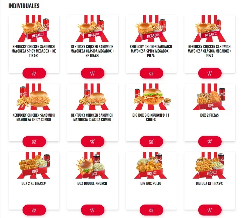 Pollo Kfc Precios – Individuales Menu