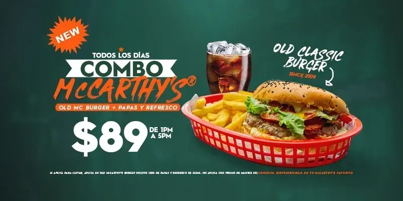 McCarthy’s Promociones Menú