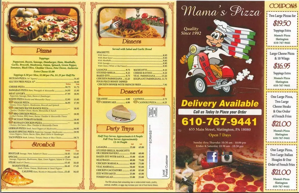 Mama’s Pizza Entradas Menú