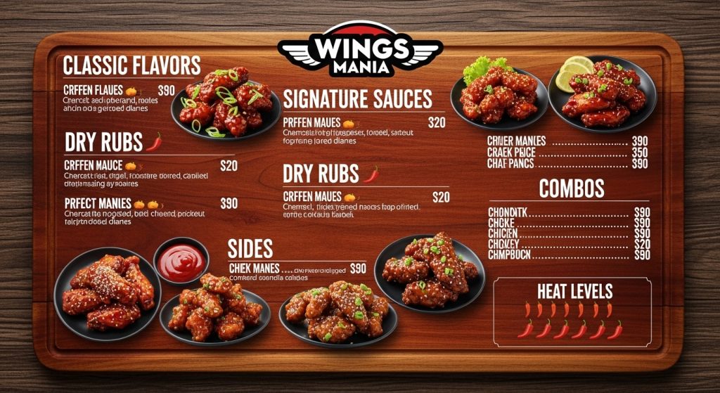 Wings Manía Alitas Menú