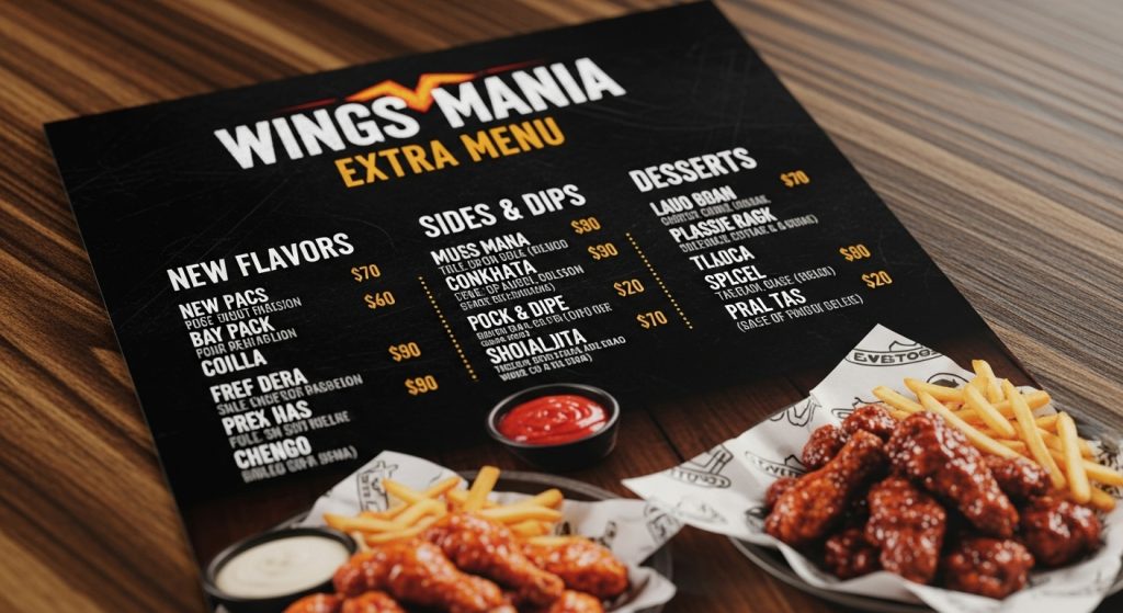Wings Manía Extra Menú