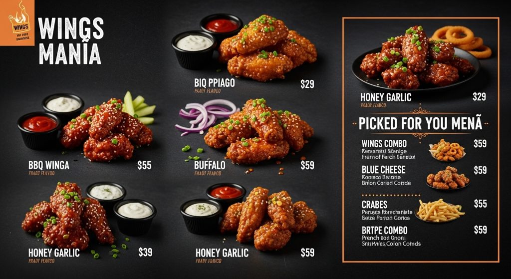 Wings Manía Picked For You Menú